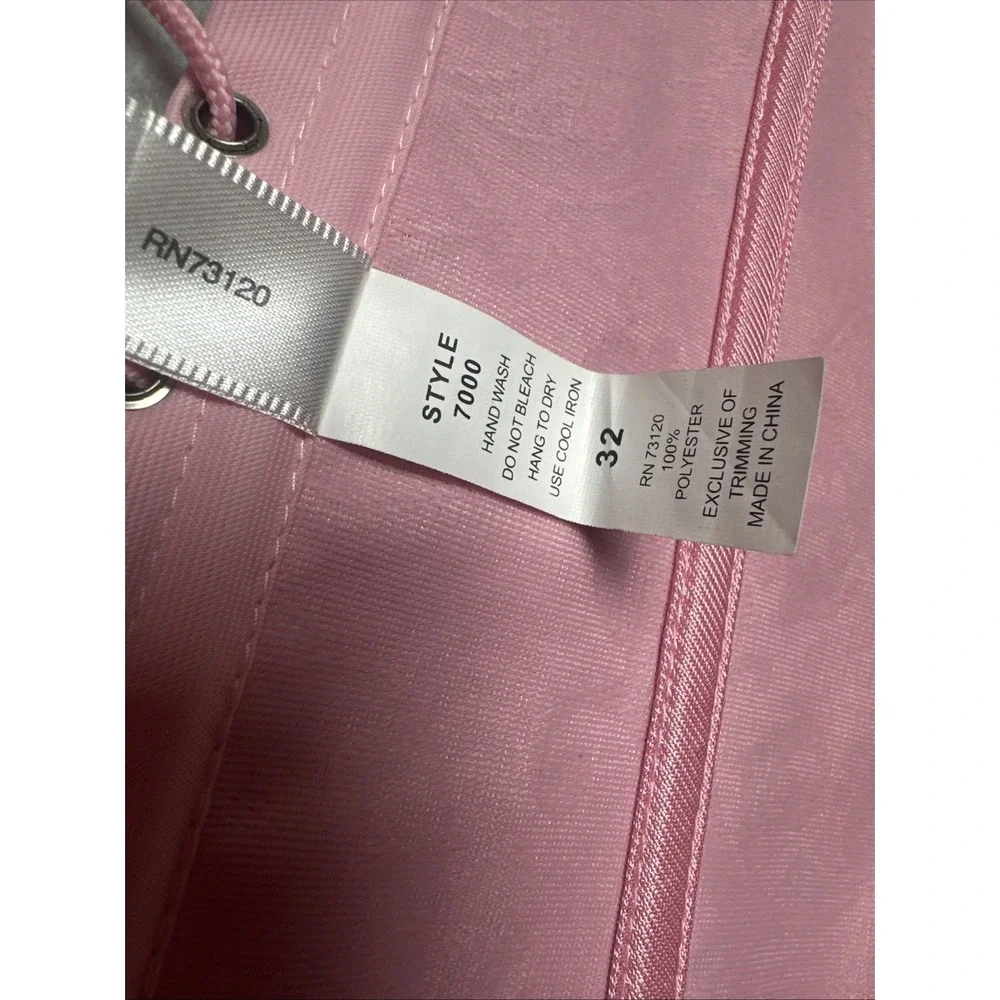 Frederick's of Hollywood Baby Doll Pink‎ Lace up Corset Busiter Gater Belt 32